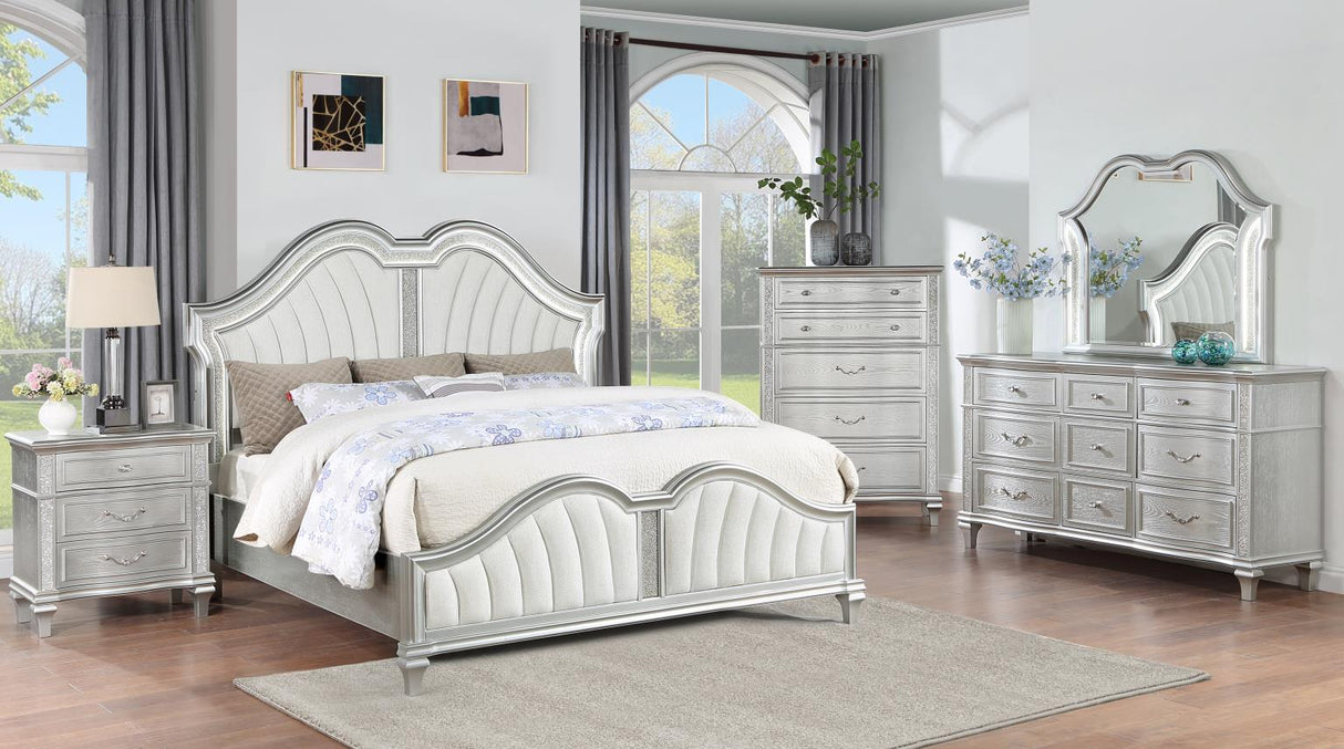 Izabella Bedroom Set - White / Silver
