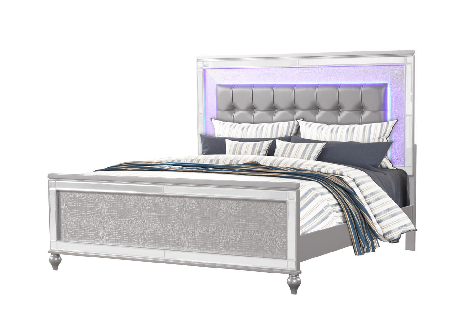 Emma Silver 3-Piece (Queen Bed, Dresser, Mirror)