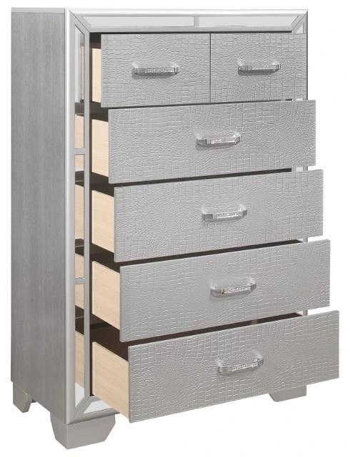 Emma Silver 5-Piece (King Bed, Dresser, Mirror, Nightstand, Chest)