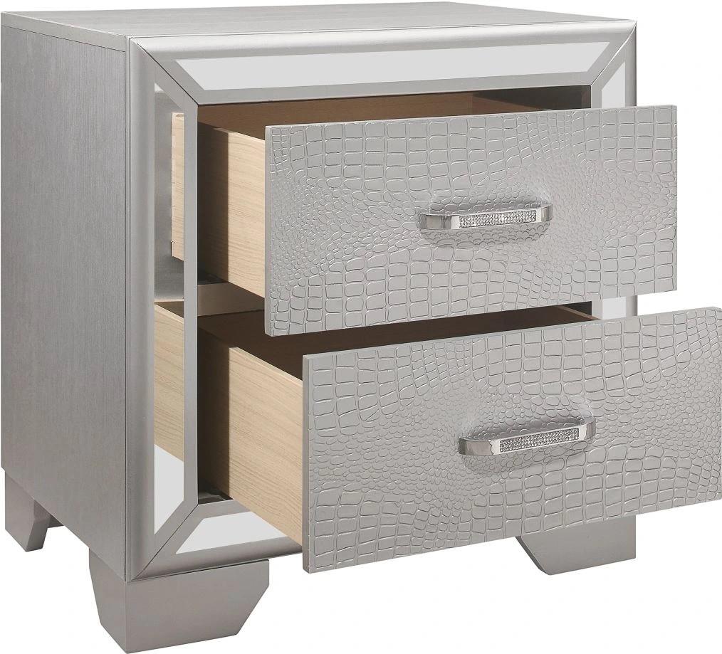 Emma Silver 5-Piece (King Bed, Dresser, Mirror, Nightstand, Chest)