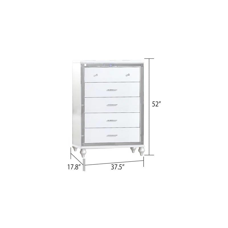 Emma White 5-Piece (King Bed, Dresser, Mirror, Nightstand, Chest)