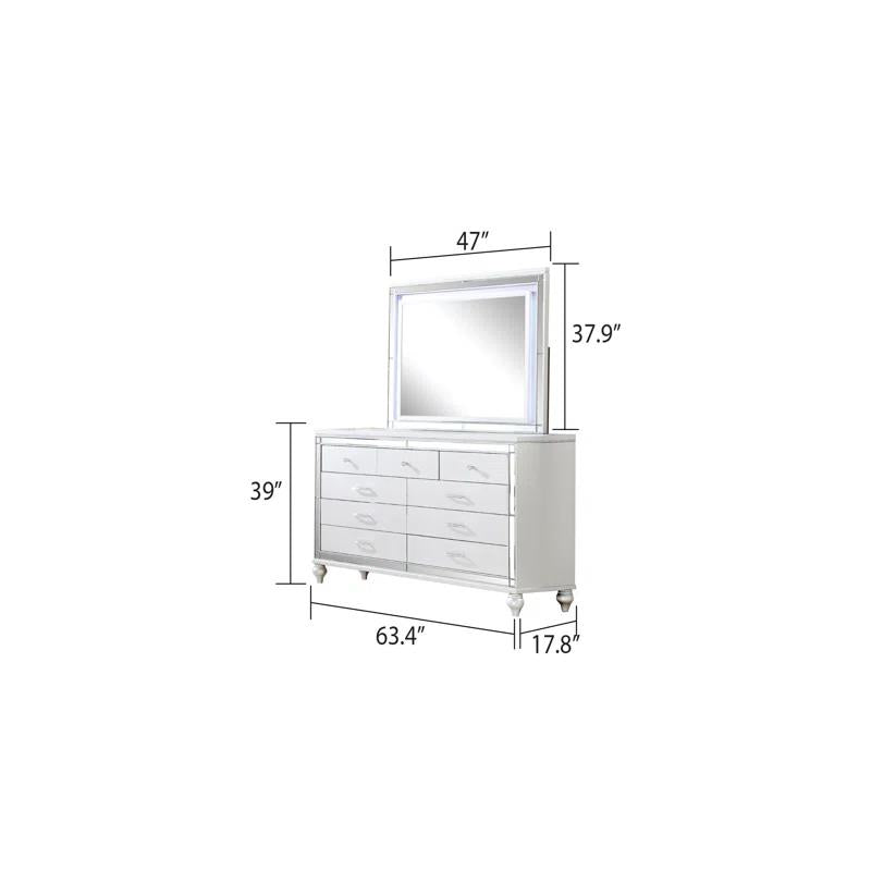 Emma White 3-Piece (King Bed, Dresser, Mirror)