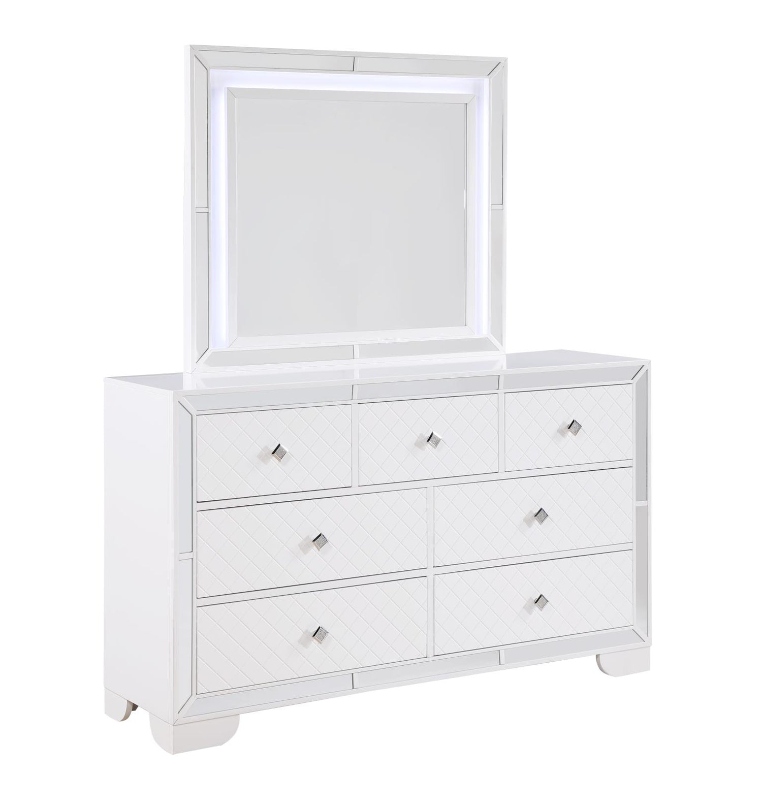 Demi White 5-Piece (King Bed, Dresser, Mirror, Nightstand, Chest)