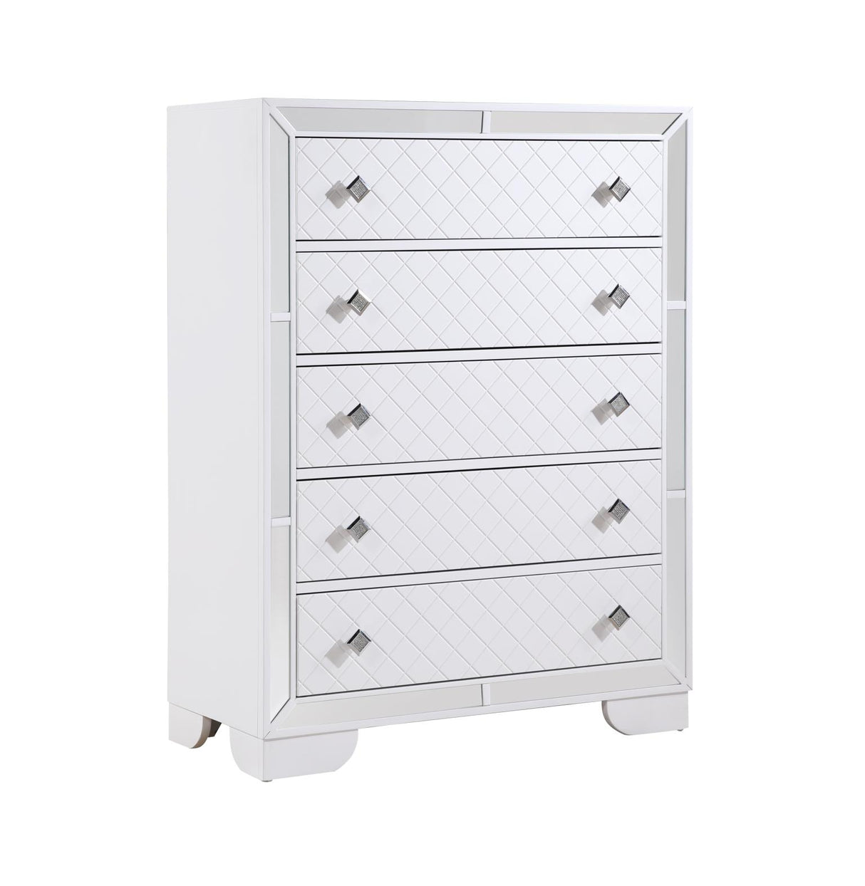 Demi White 5-Piece (King Bed, Dresser, Mirror, Nightstand, Chest)