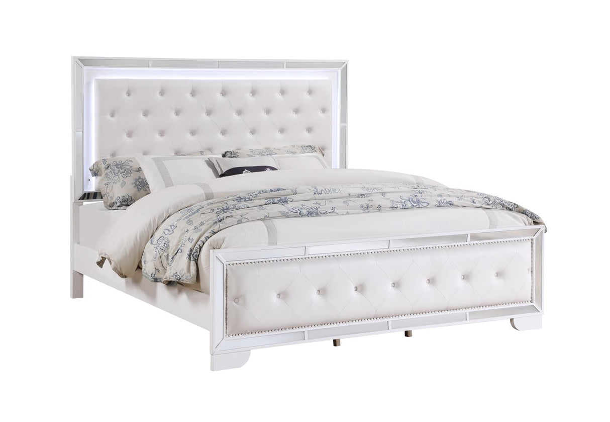 Demi White 5-Piece (King Bed, Dresser, Mirror, Nightstand, Chest)