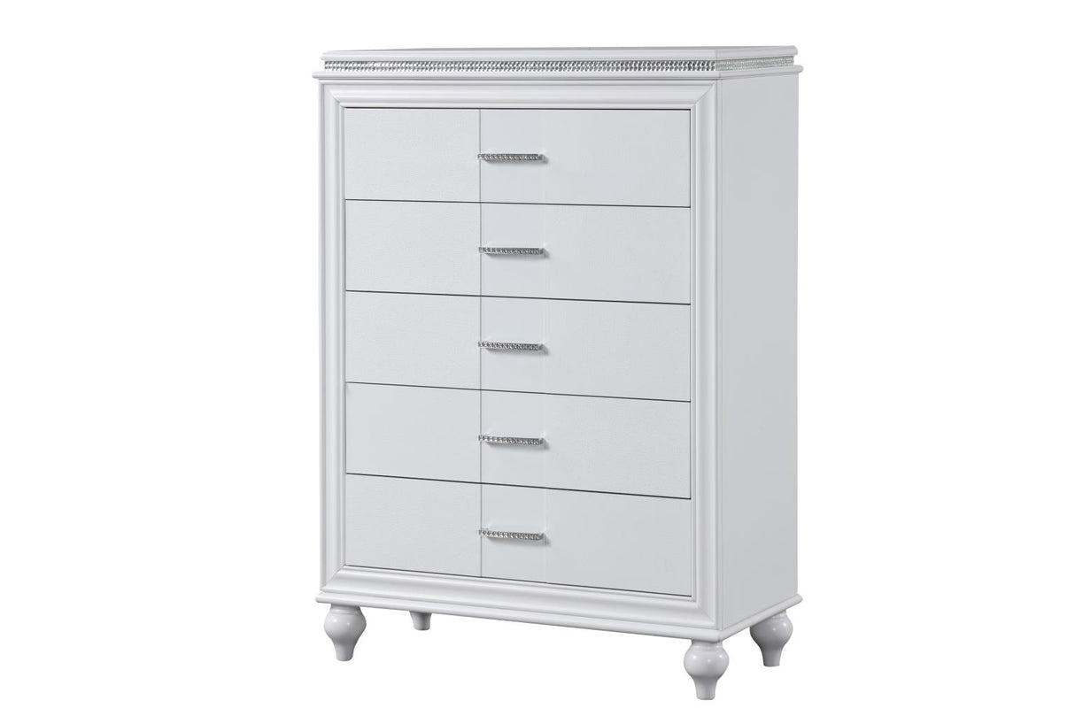 Sally White 5-Piece (Queen Bed, Dresser, Mirror, Nightstand, Chest)