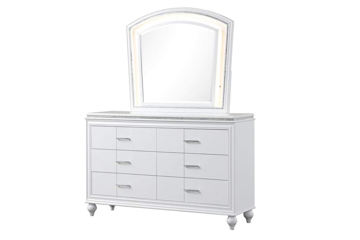 Sally White 4-Piece (Queen Bed, Dresser, Mirror, Nightstand)
