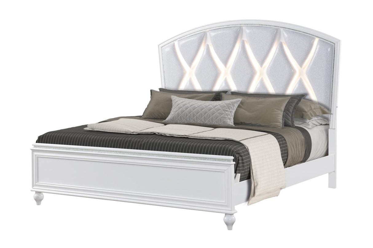 Sally White 4-Piece (Queen Bed, Dresser, Mirror, Nightstand)