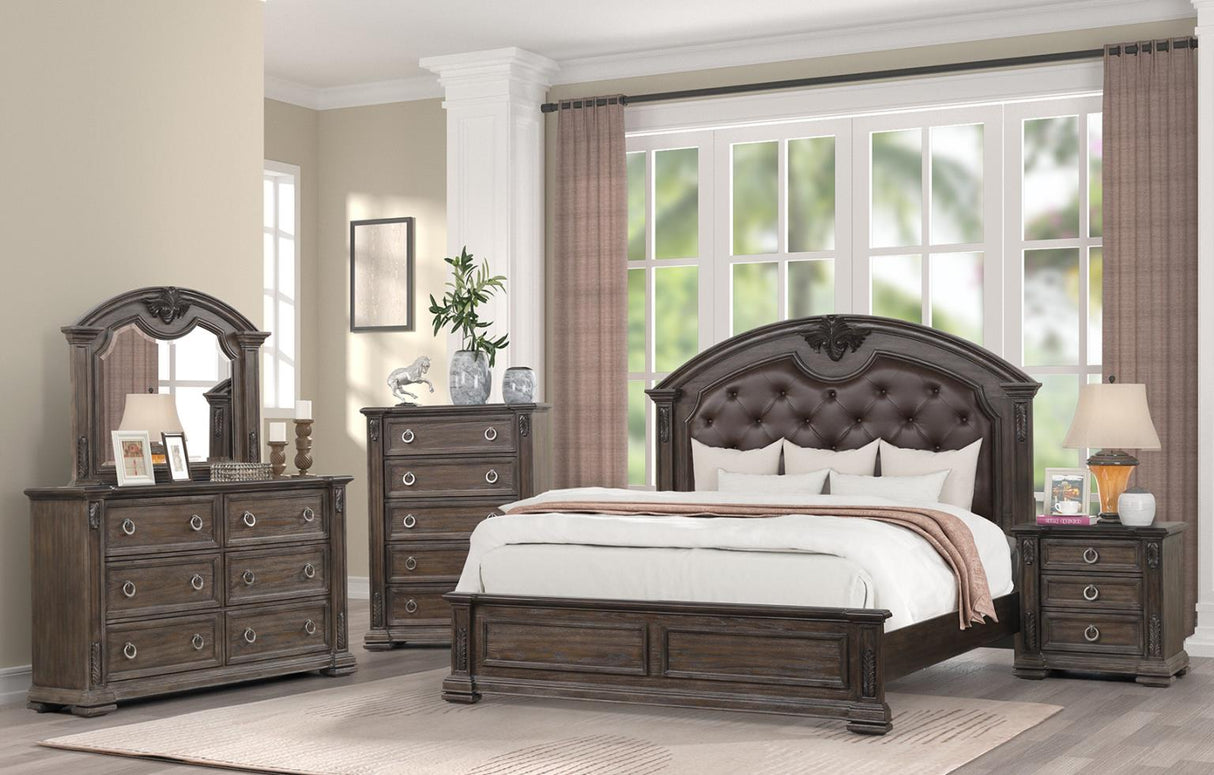 Texas Brown 5-Piece (Queen Bed, Dresser, Mirror, Nightstand, Chest)