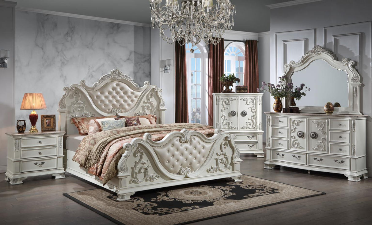 Austin Crème 5-Piece (King Bed, Dresser, Mirror, Nightstand, Chest)
