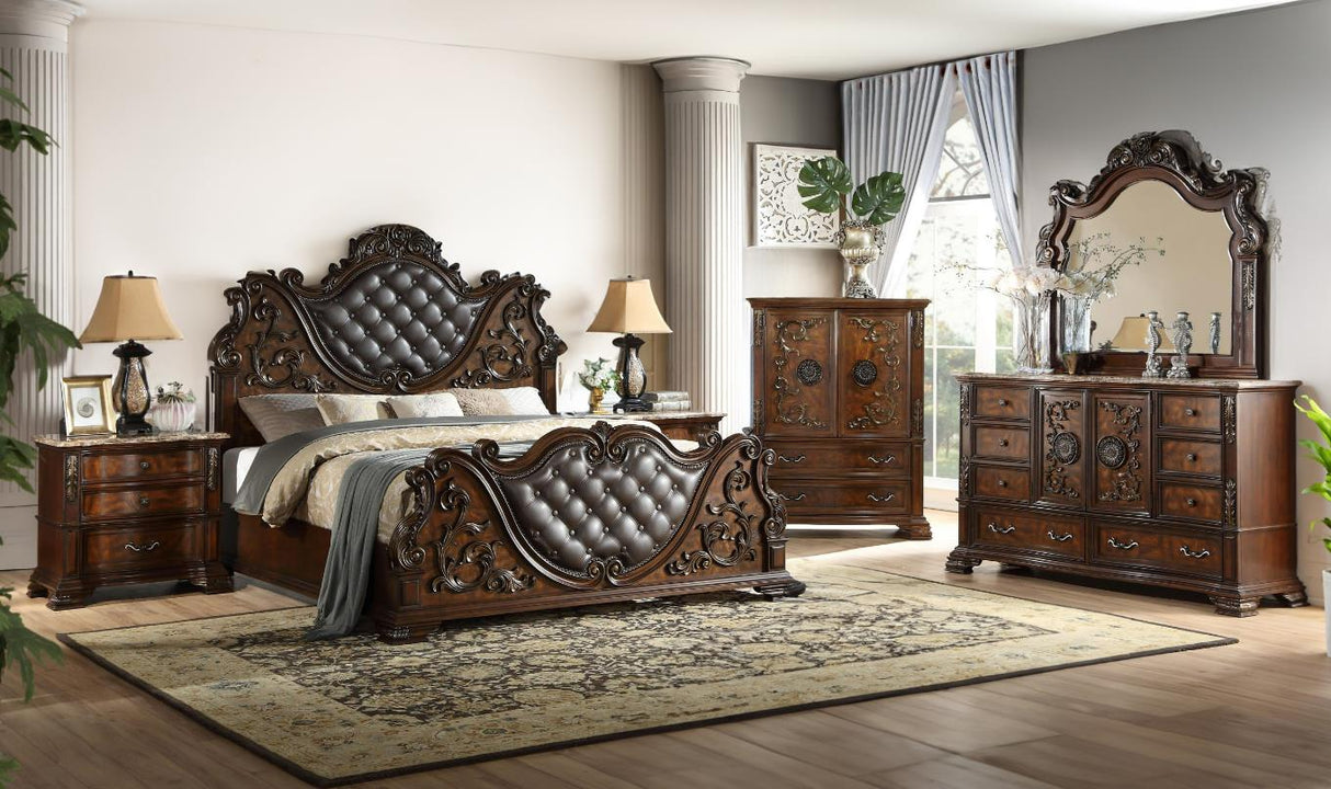 Austin Brown 5-Piece (Queen Bed, Dresser, Mirror, Nightstand, Chest)