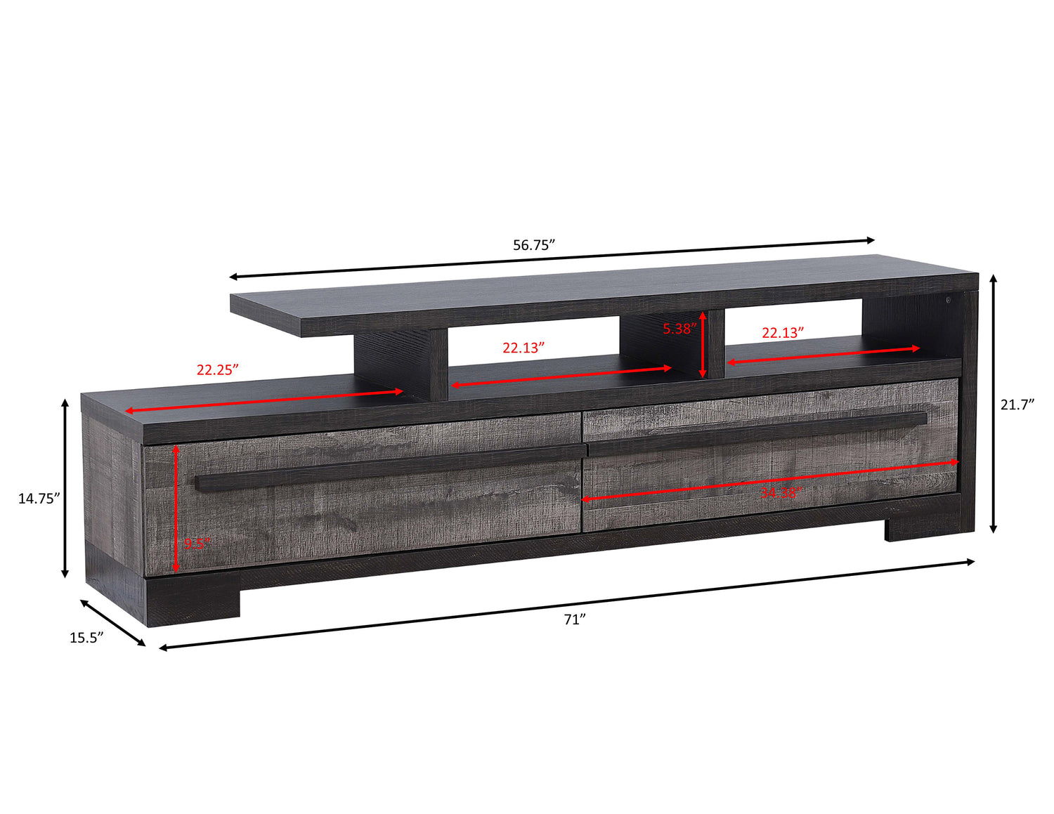 REMINGTON TV STAND GRAY/EBONY