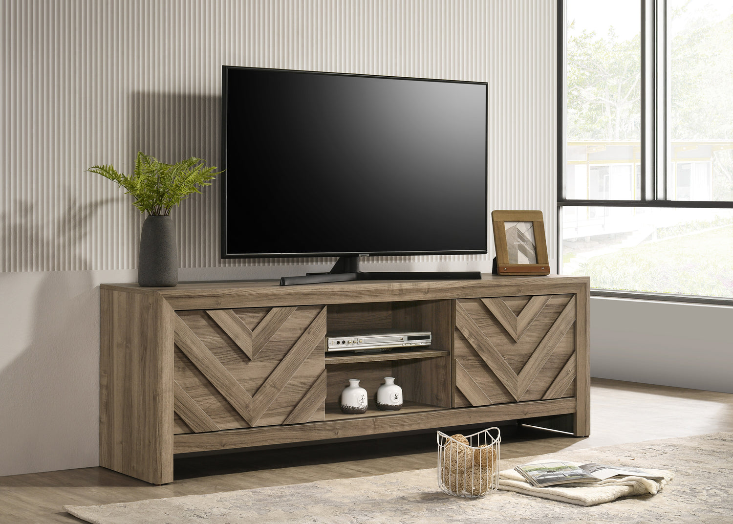 VALOR TV STAND-LIGHT BROWN