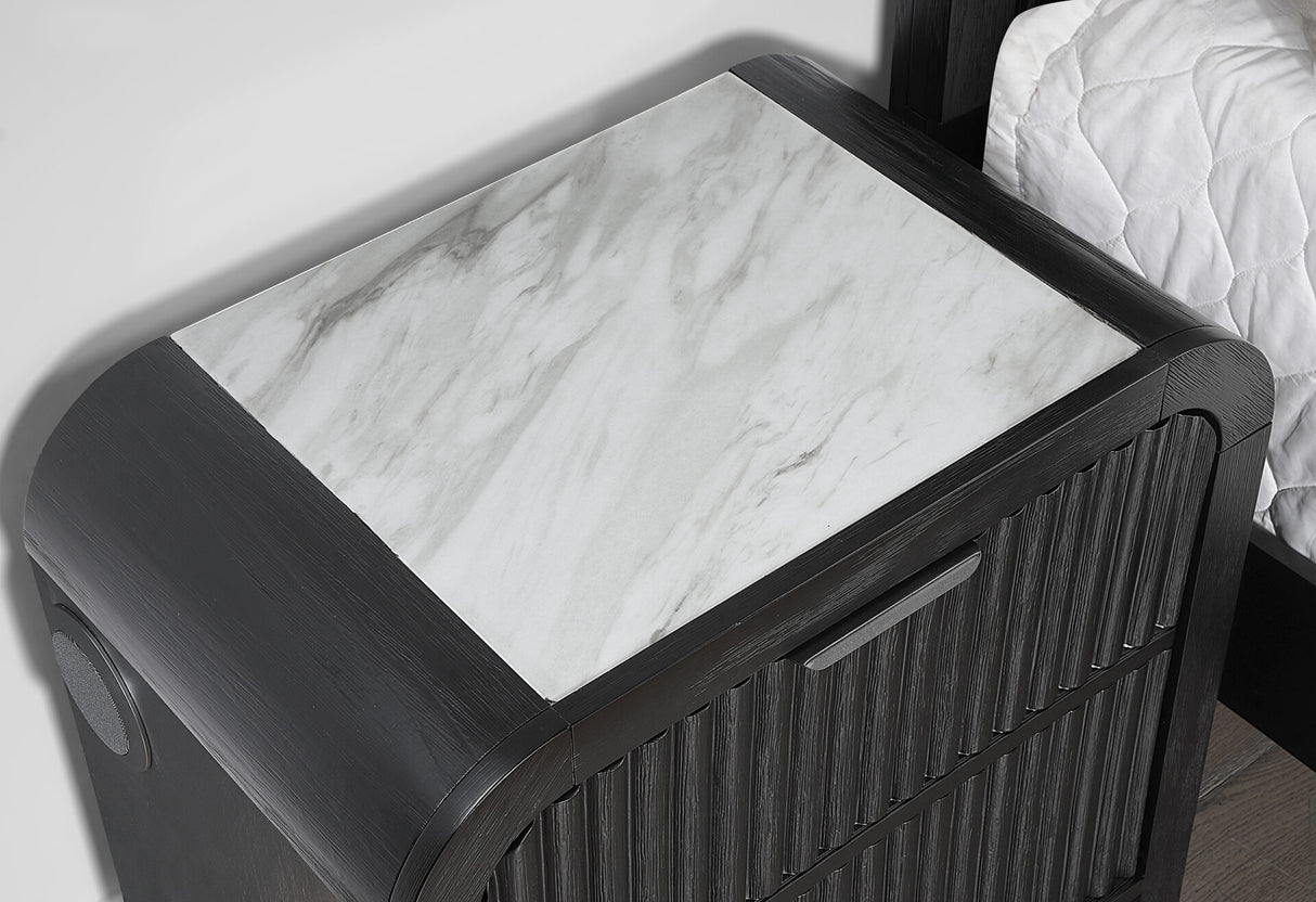 Beckett White/Black King Bed and Nightstand