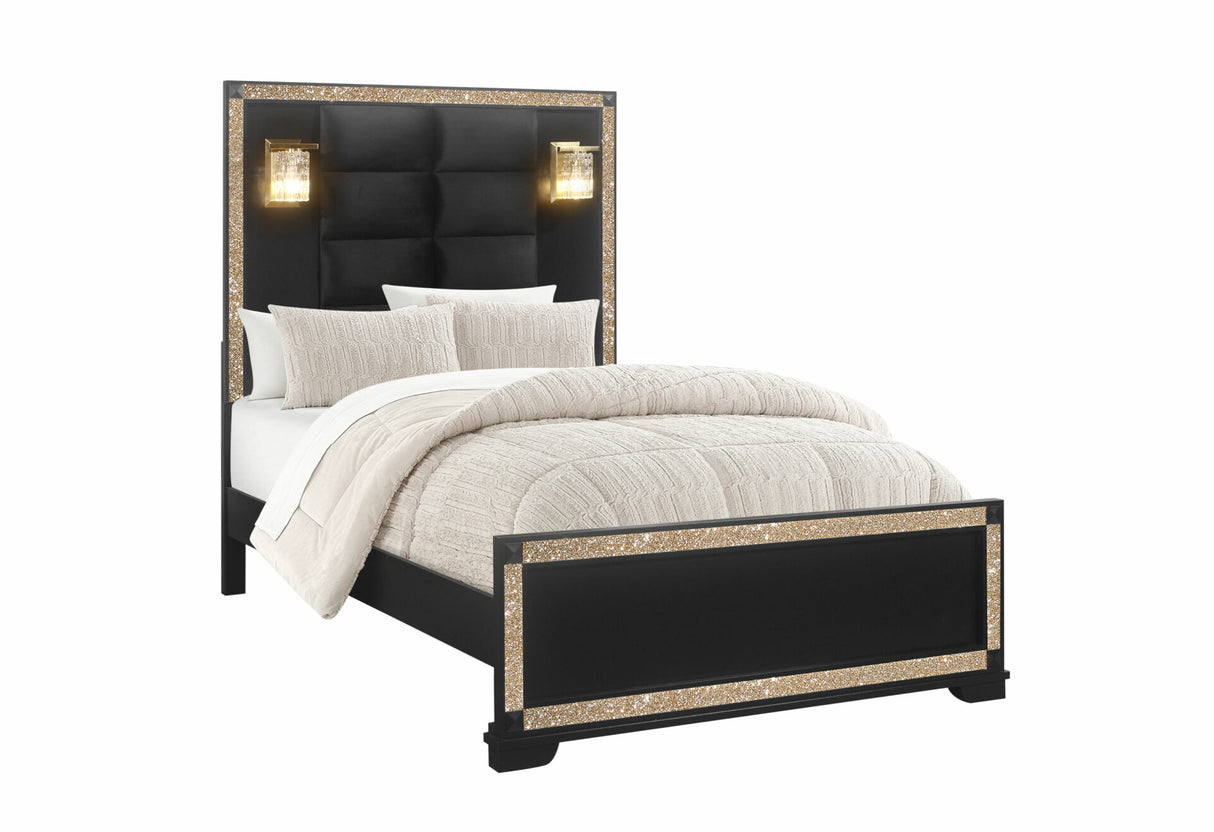 Blake Black Full Bed with Lamps