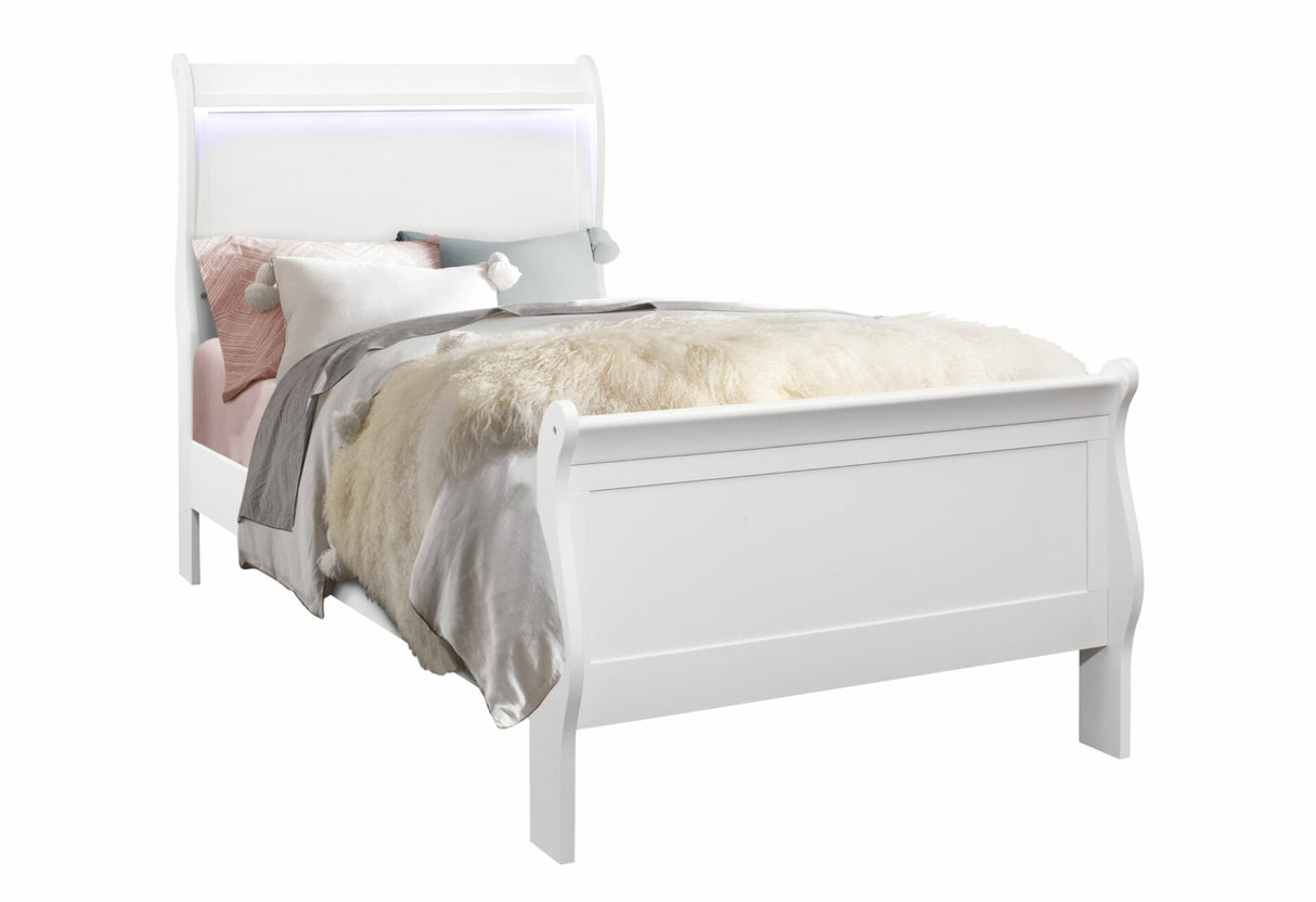 Charlie White Twin Bed