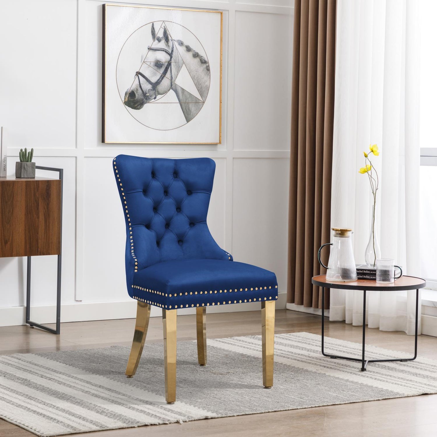 Ace Blue Velvet Chair w/ Gold Steel Legs