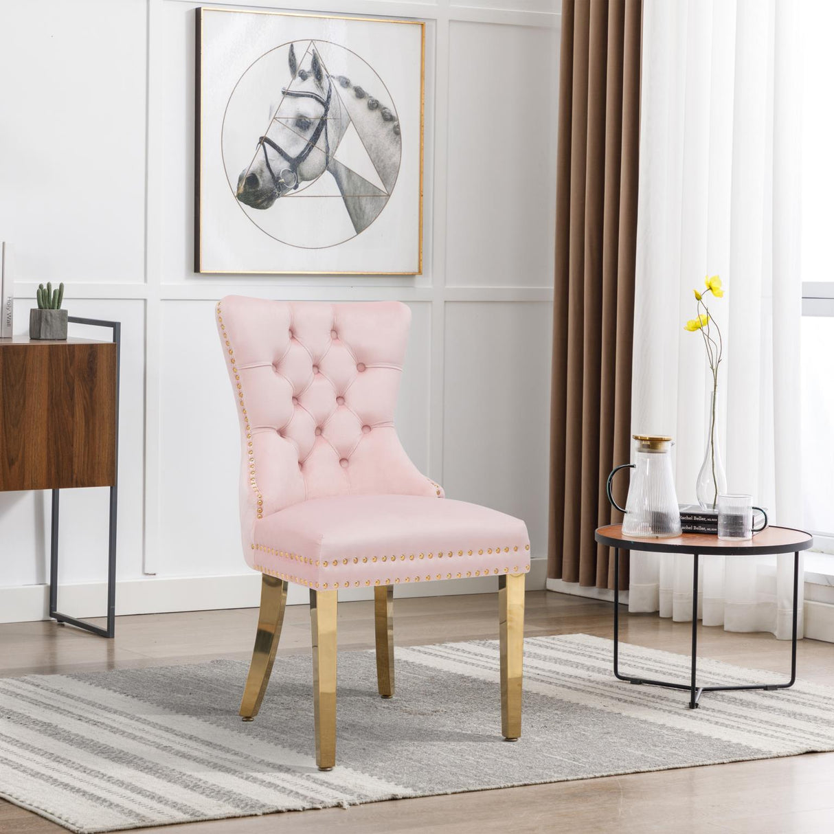 Ace Pink Velvet Chair w/ Gold Steel Legs