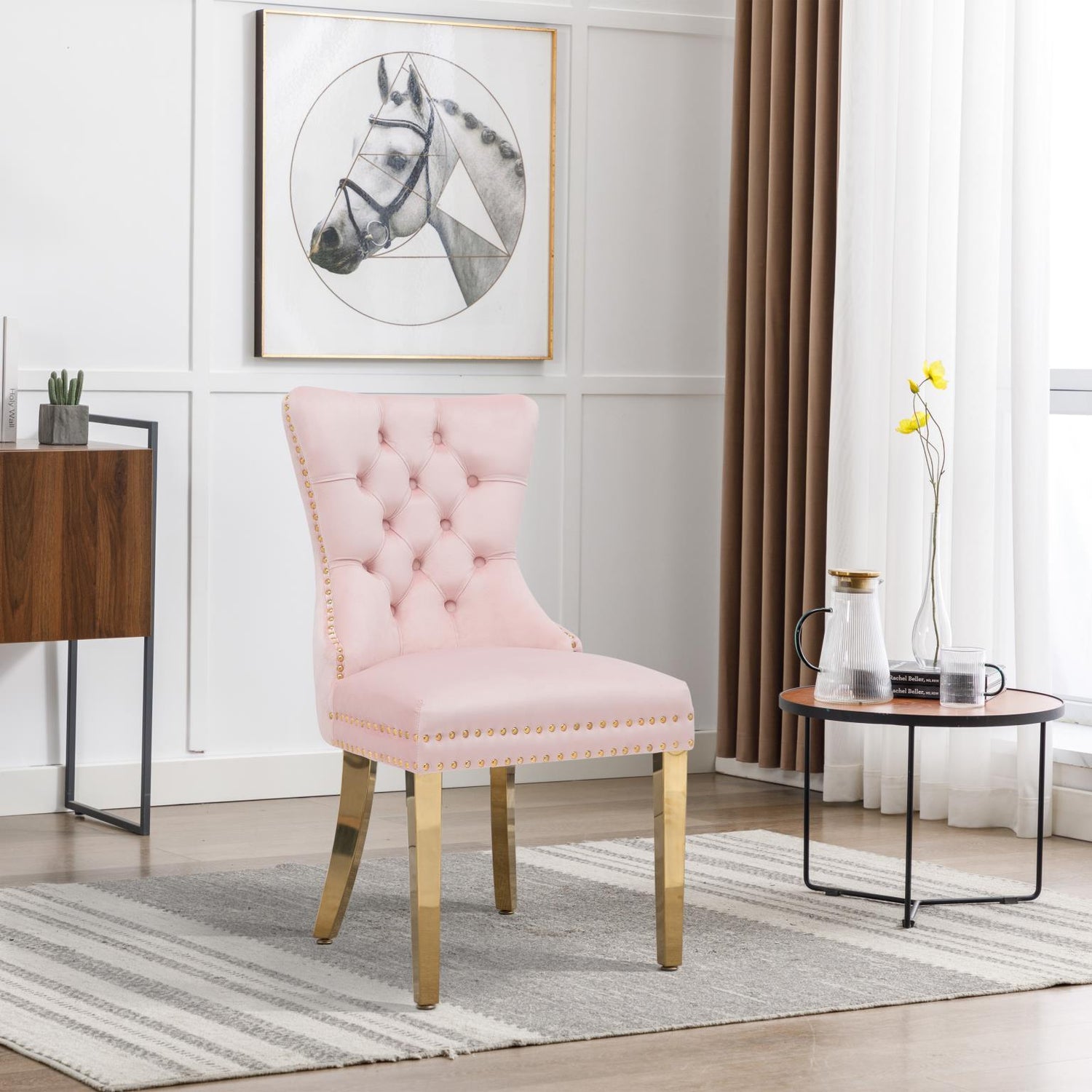 Ace Pink Velvet Chair w/ Gold Steel Legs