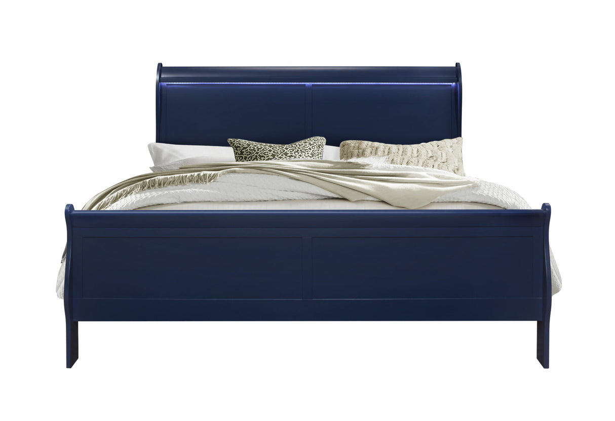 Charlie Blue King Bed with LED