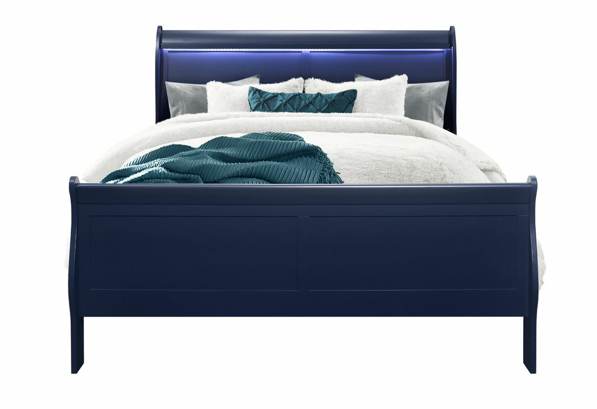 Charlie Blue Queen Bed with LED