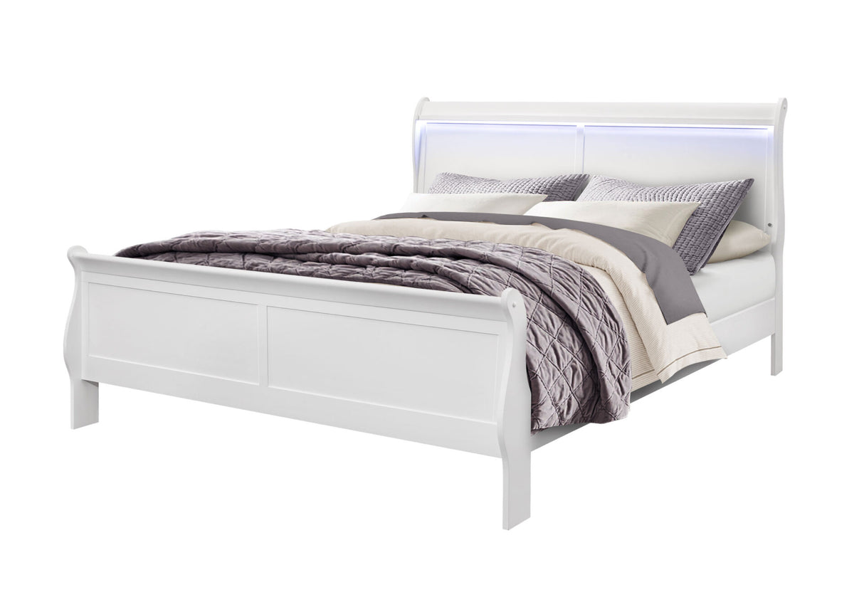 Charlie White King Bed with LED