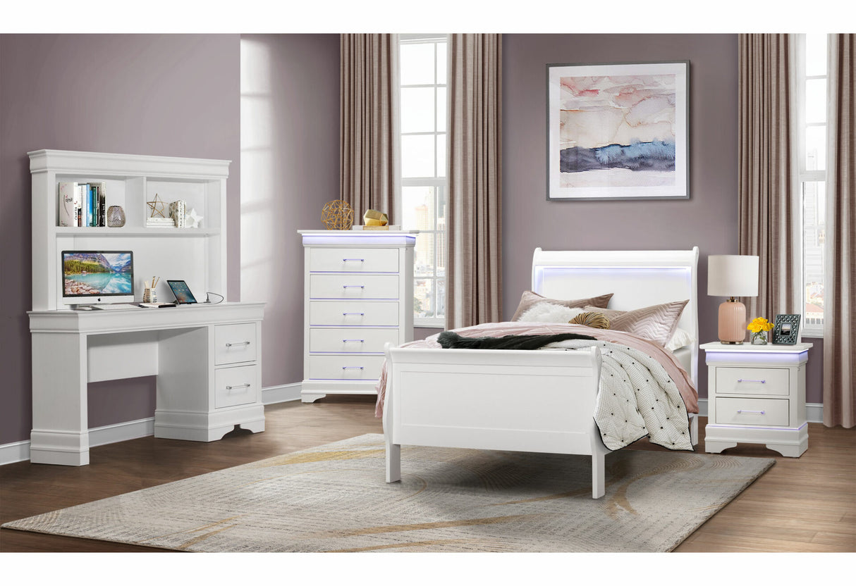 Charlie White Twin Bed