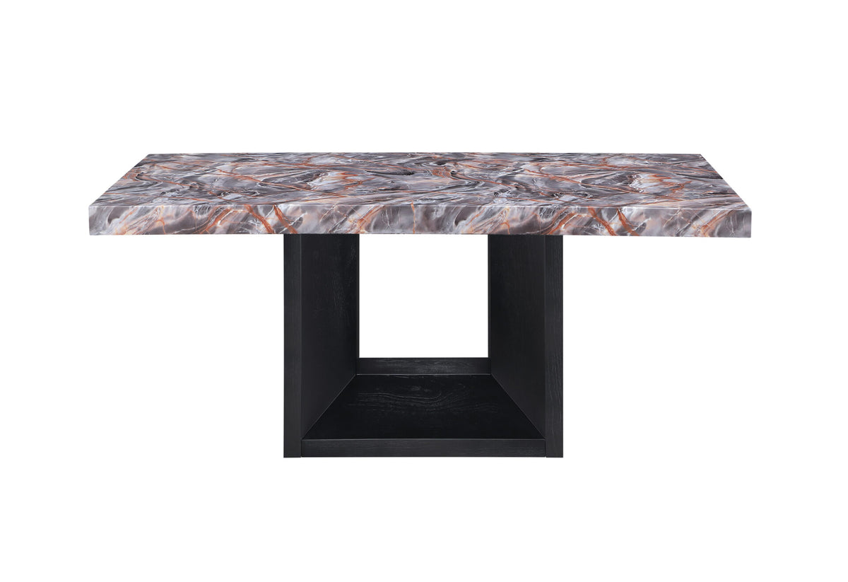 D02 Lava/Black Dining Table and 6 D03 Black Dining Chairs