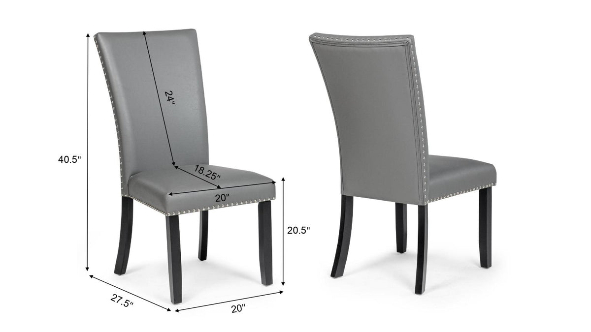 Blaze Grey Dining Set - Grey Faux Leather / Black - D255