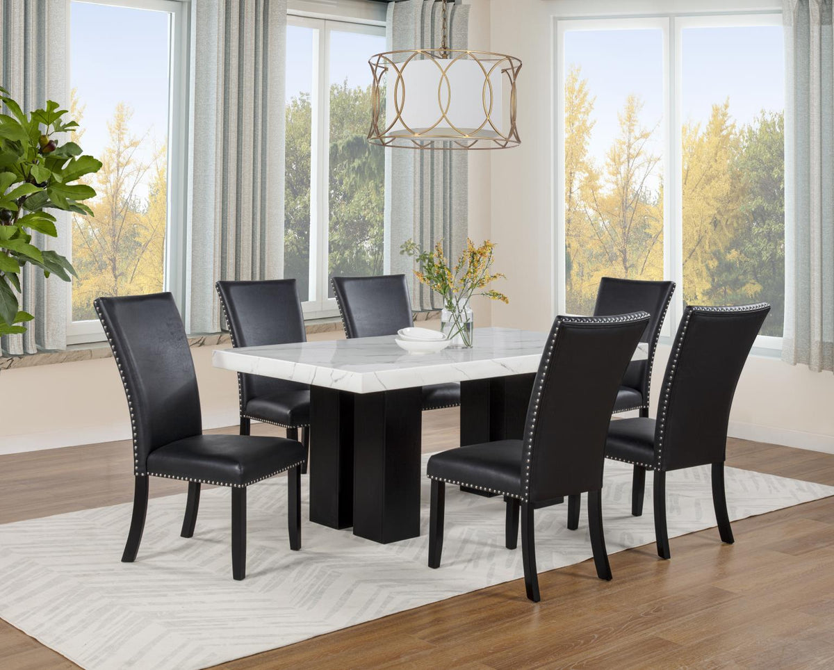 Blaze Black Dining Set - White Marble Paper / Black
