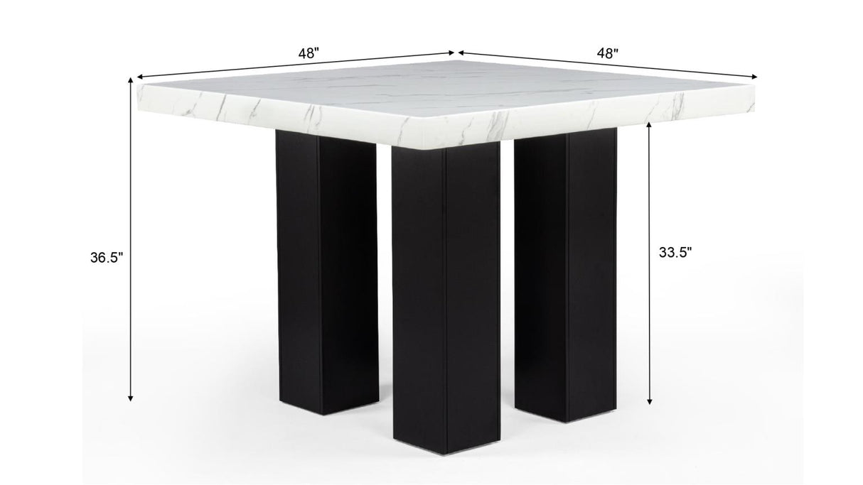 Blaze Grey Dining Set - Grey Faux Leather / Black - D256