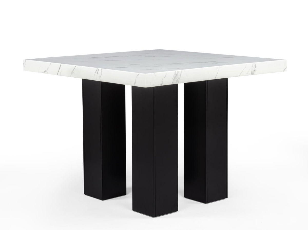 Blaze Grey Dining Set - Grey Faux Leather / Black - D256