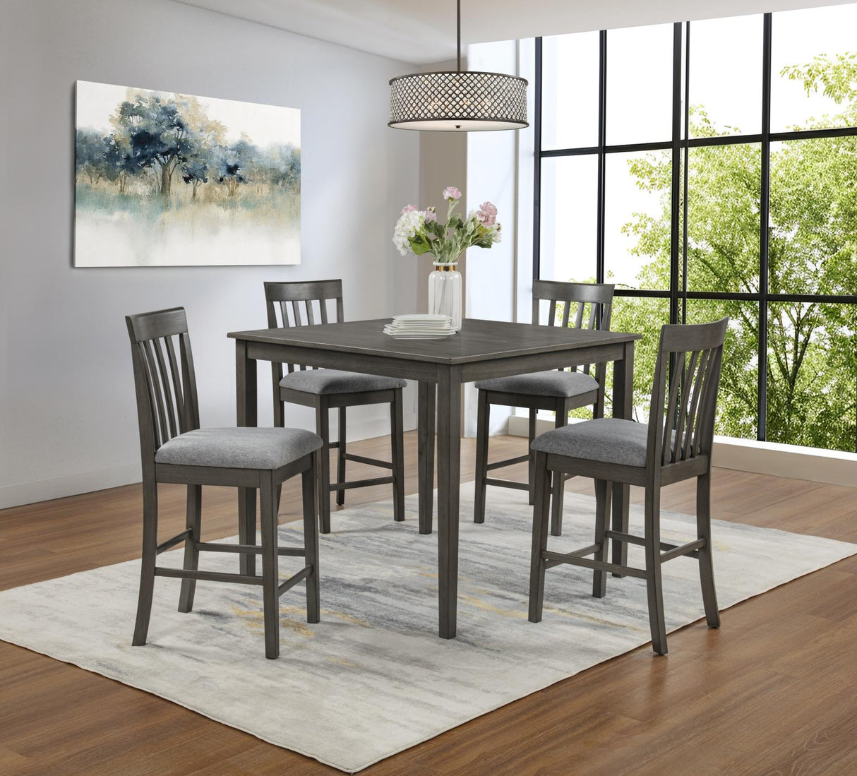 Koen Grey Square Dining Set - Grey