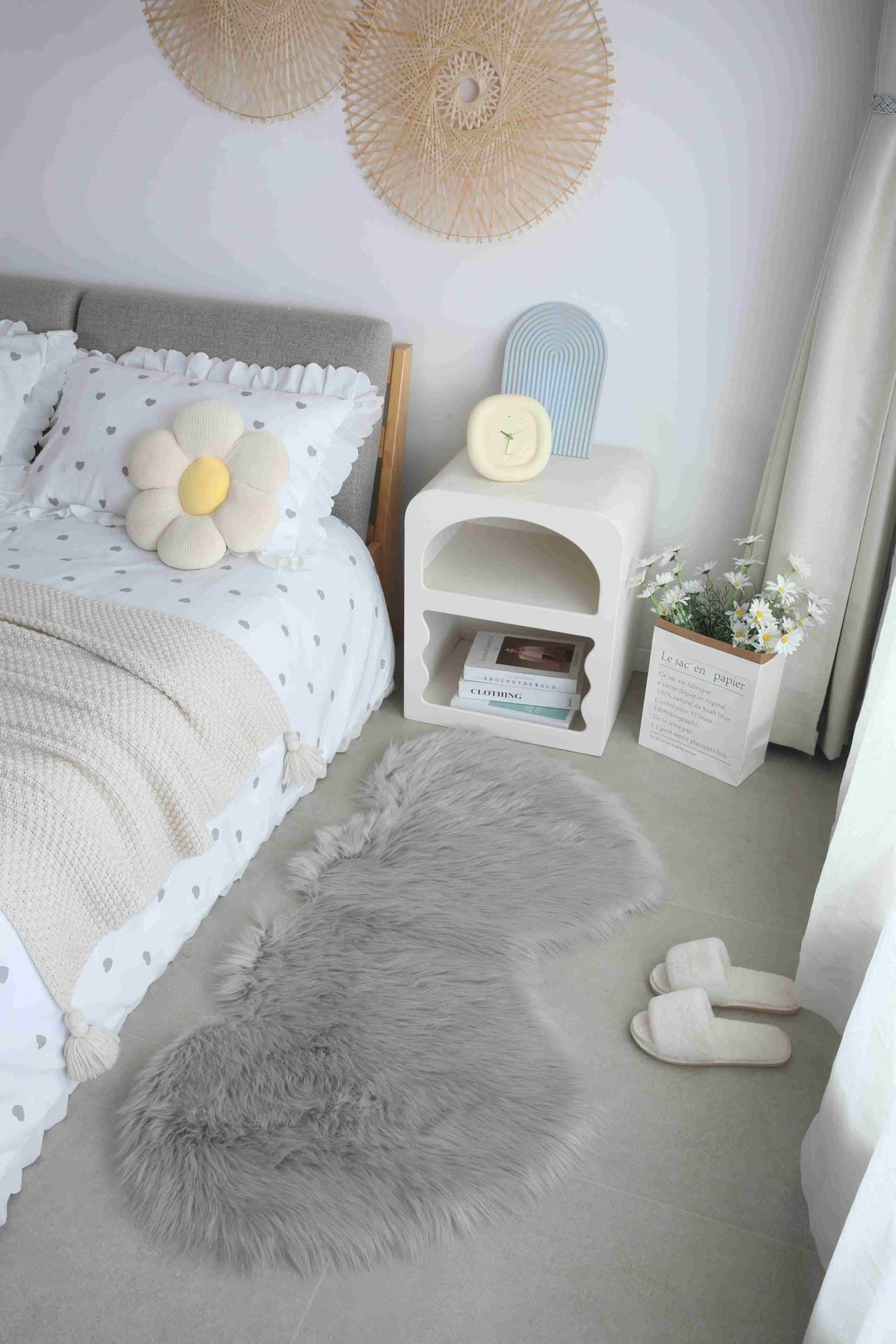 Faux Fur Rug Double Heart