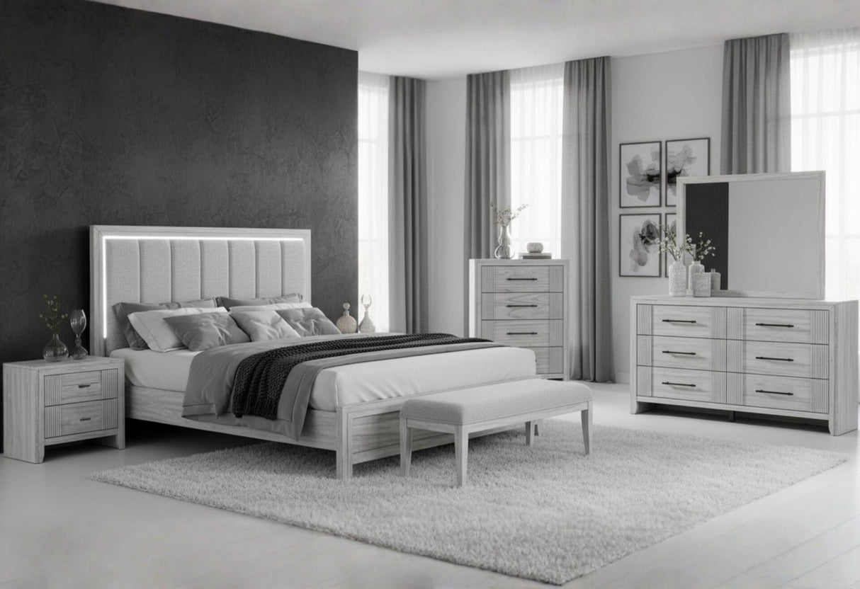 Elsie Grey Full Bed with LED