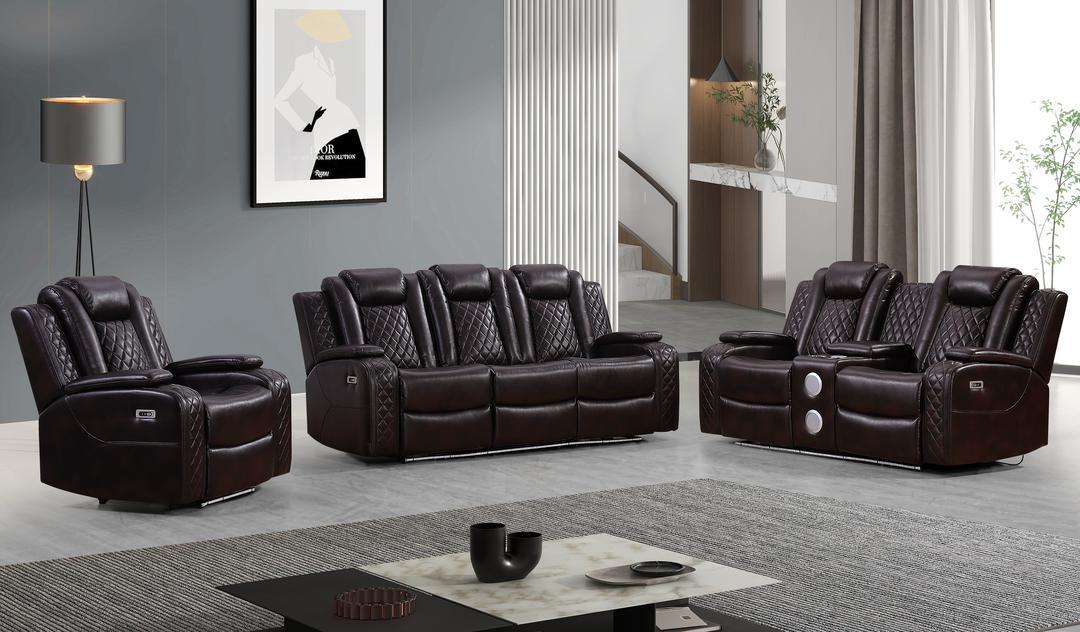 L448 (Power) Loveseat Power Seat / Console with Speaker / Led Light - Brown