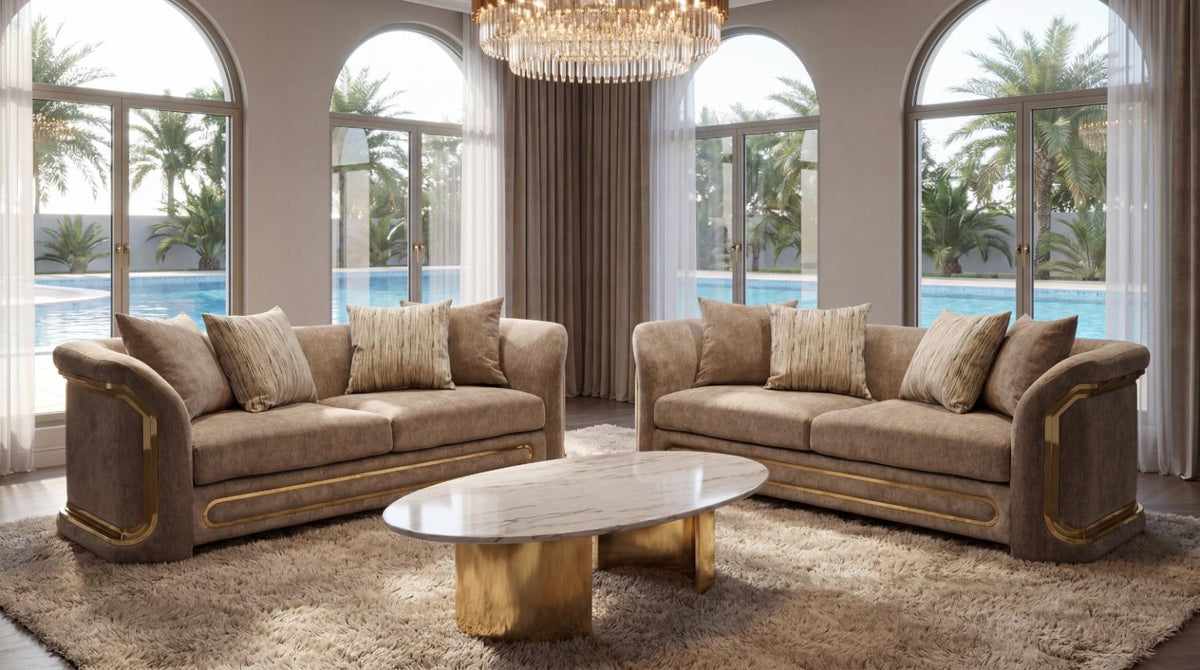 Monaco Living Room Set - Brown