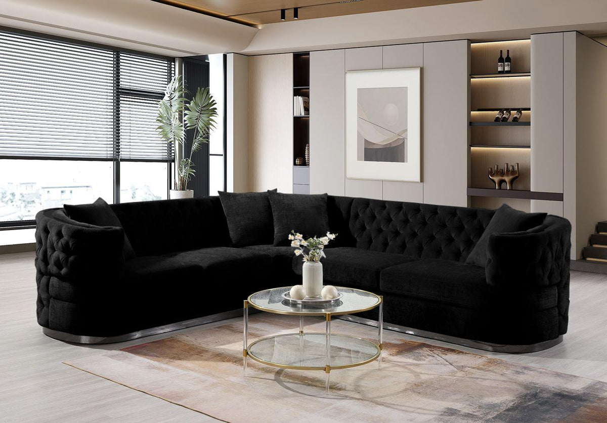 Left-Arm Facing Loveseat - Black