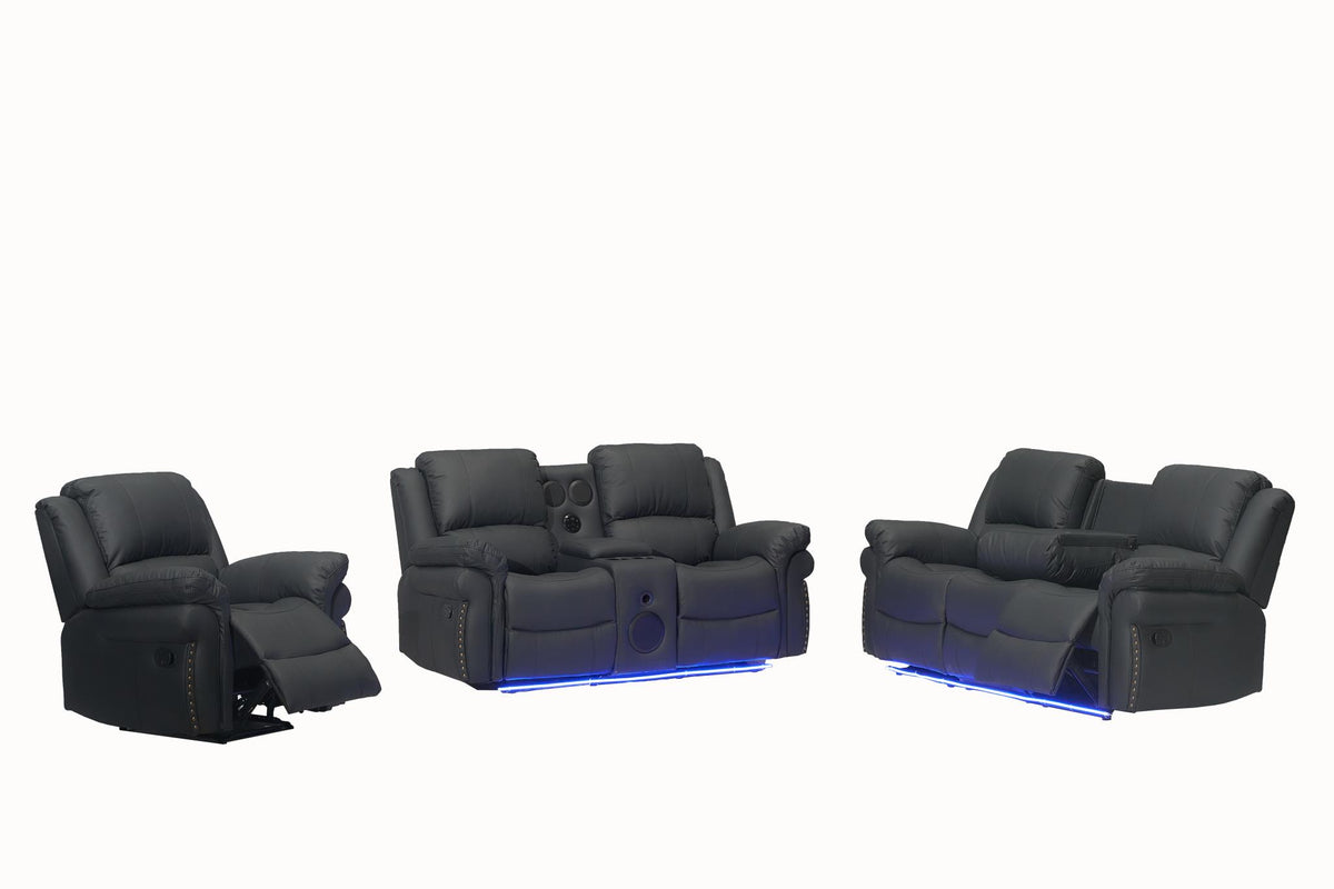 Cesar Manual Reclining Sofa / Black