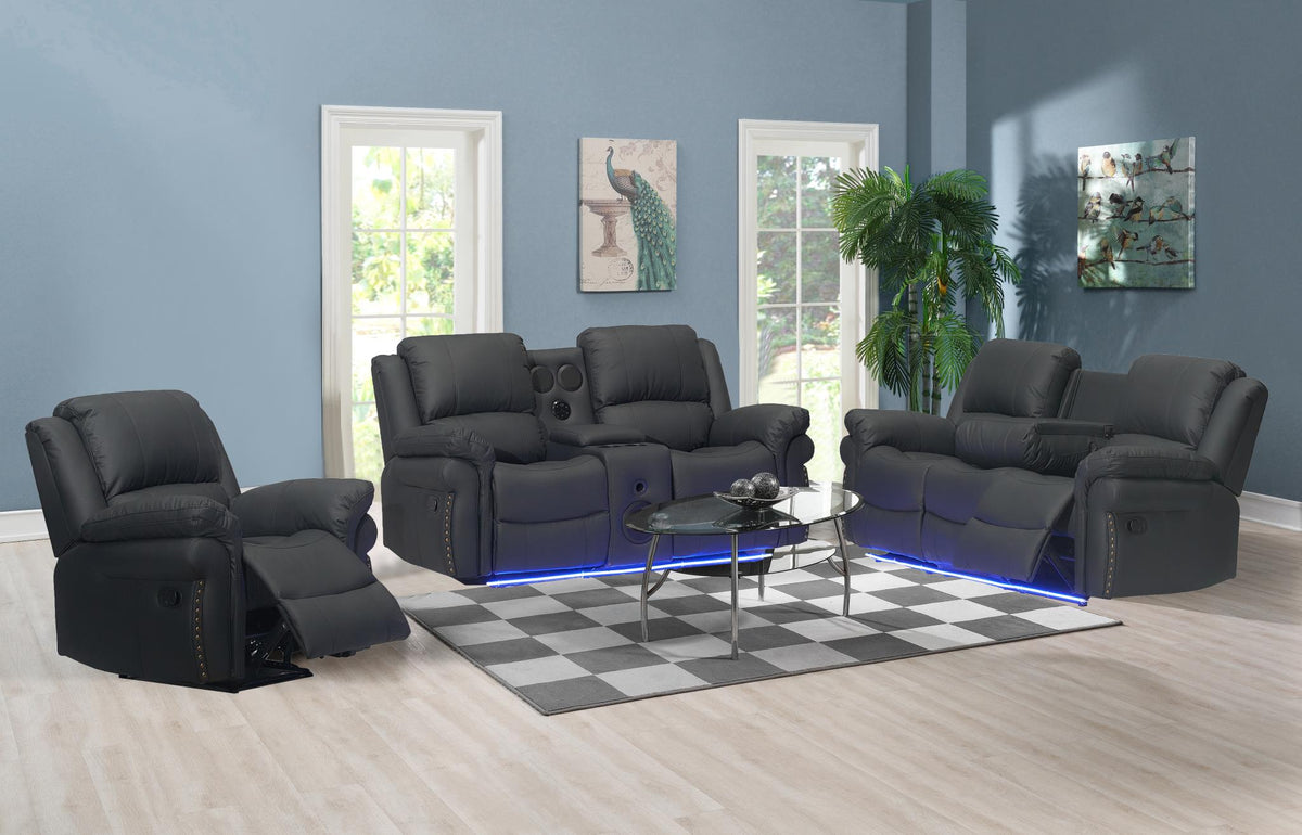 Cesar Manual Reclining Sofa / Black