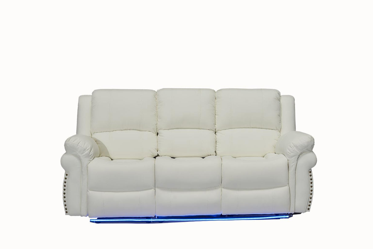 Cesar White Reclining Sofa