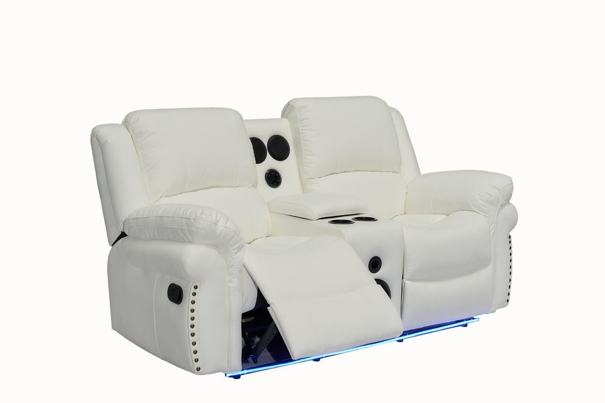 Cesar White Reclining Loveseat