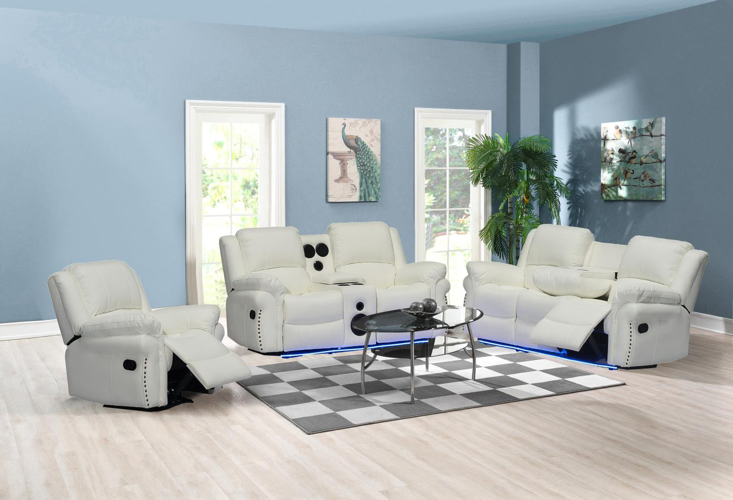 Cesar White Reclining Chair