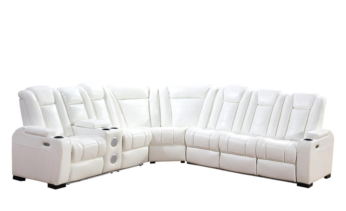 Zachary (Power) Rhf Sofa with Dropdown Table / Wireless Charger / Led Light / Power Headrest - White
