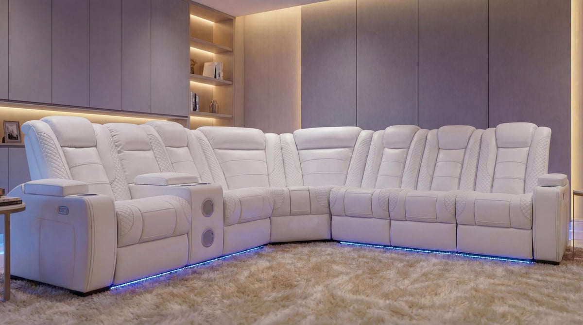 Zachary (Power) Lhf Loveseat with Console / Speaker / Led Light / Power Headrest - White