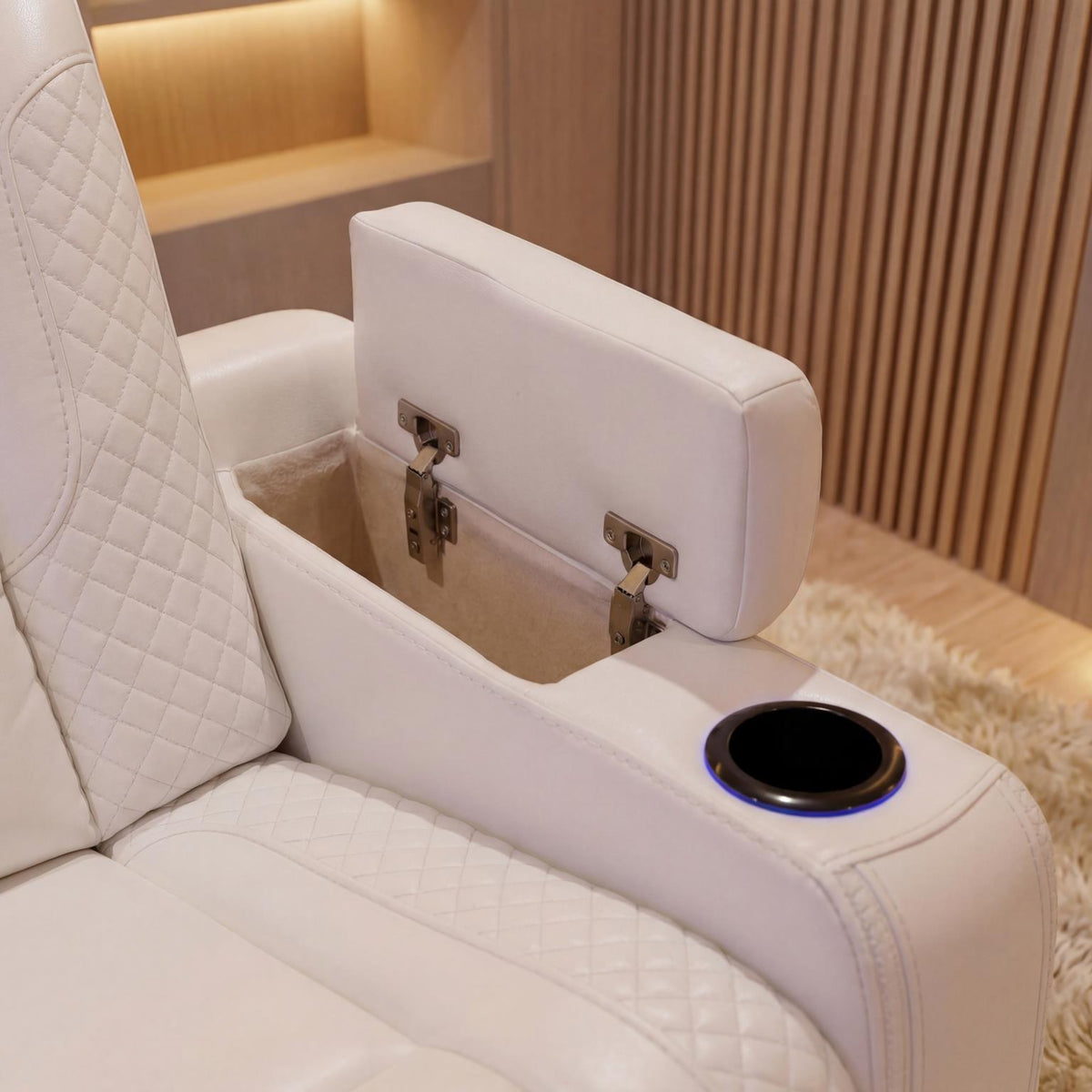 Zachary (Power) Lhf Loveseat with Console / Speaker / Led Light / Power Headrest - White