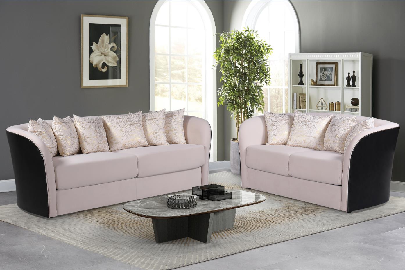 Orion White/Black 2-Piece (Sofa, Loveseat)