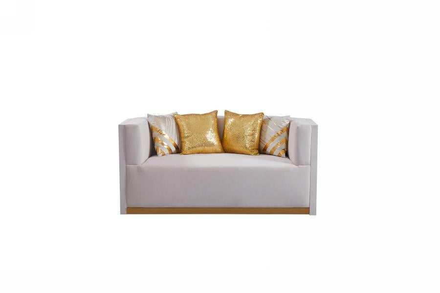 Noah White Living Room Set - White, Gold