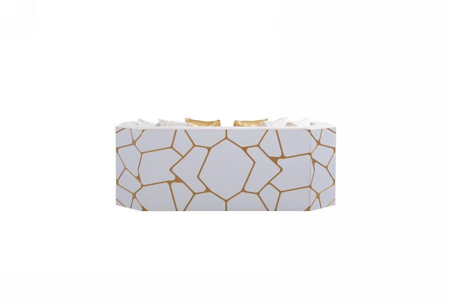 Noah White Living Room Set - White, Gold