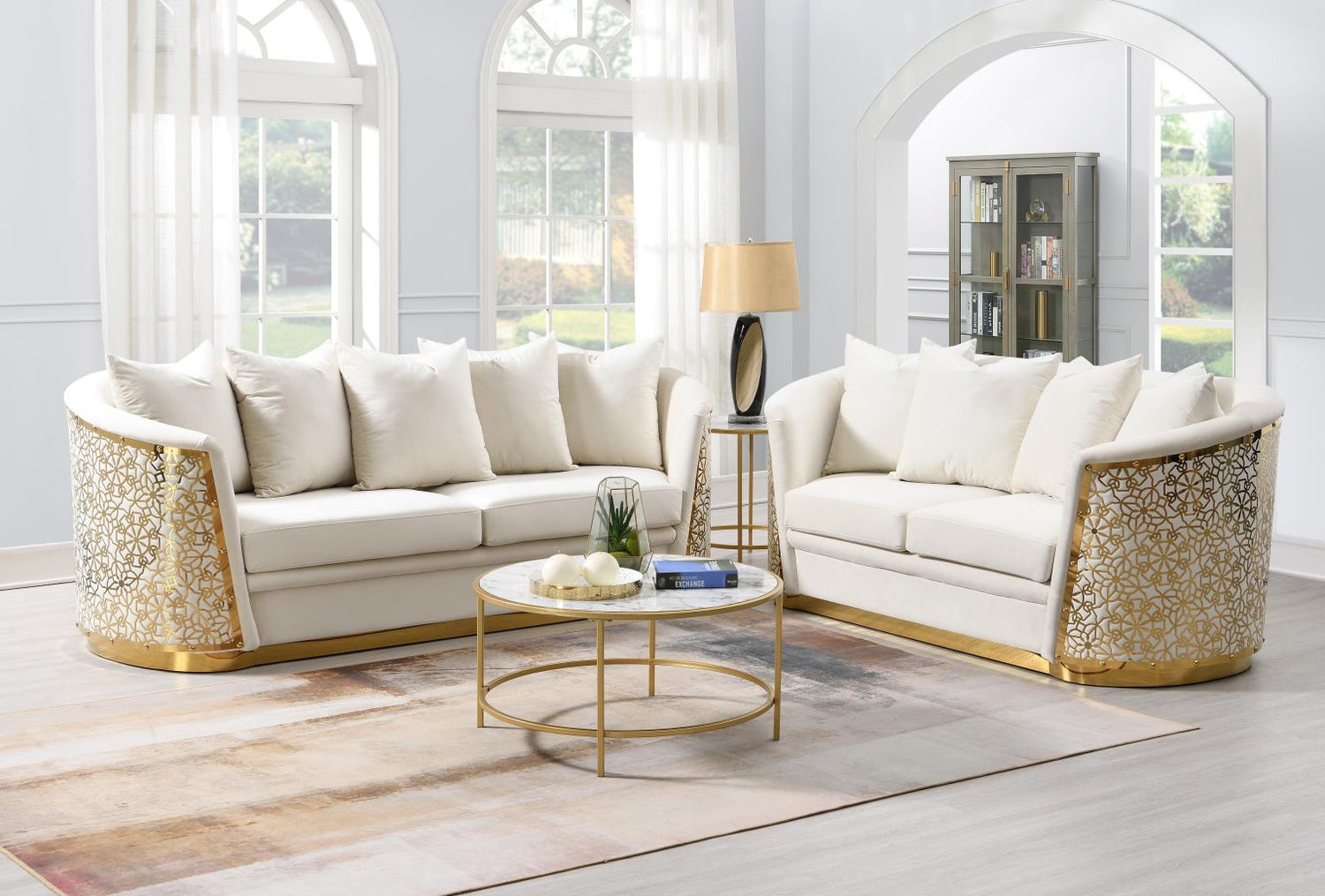 Luciana Cream 2-Piece (Sofa, Loveseat)